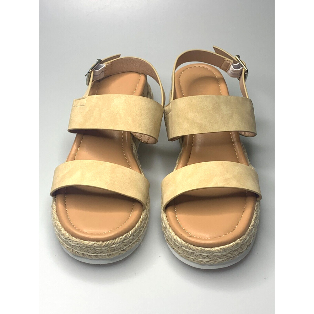 LAICIGO Women’s Open Toe Platform Espadrilles Strap Buckle Cork Sandals, Size 10